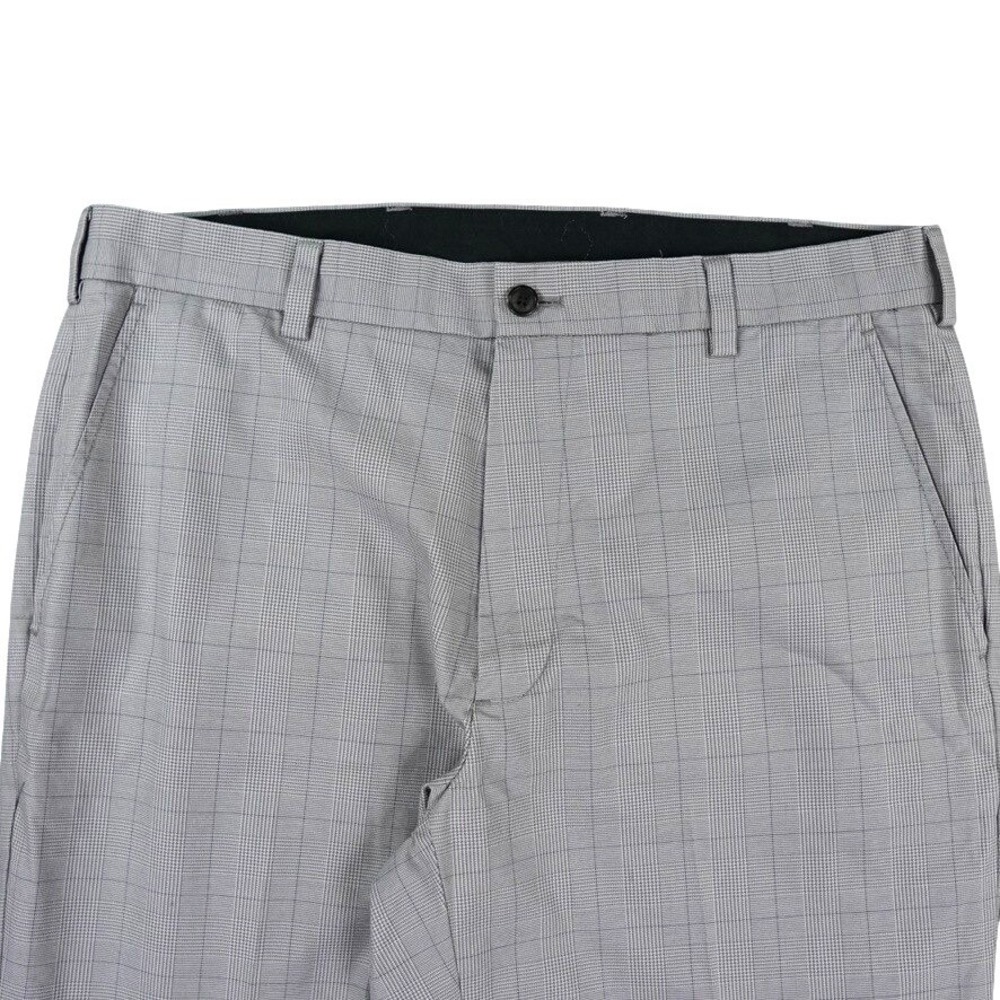 Brooks Brothers Clark Chino Golf Pant Men 35x32 Grey Plaid Supima Cotton Stretch